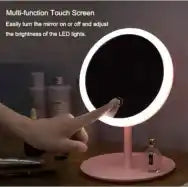 Vanity Cosmetic Makeup Mirror With LED Ring light Touch Control Adjustable Brightness and 3 Mode Color Light For Makeup