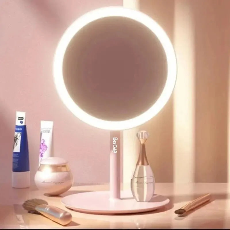 Vanity Cosmetic Makeup Mirror With LED Ring light Touch Control Adjustable Brightness and 3 Mode Color Light For Makeup